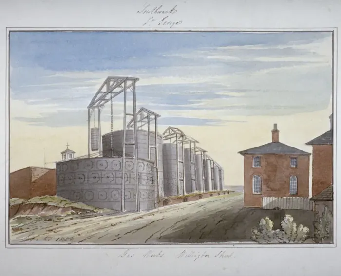 Framed Print : View of gas works in Pocock Street, Southwark, London, 1826. Artist: G Yates Framed Print : View of gas works in Pocock Street, Southwark, London, 1826. Artist: G Yates