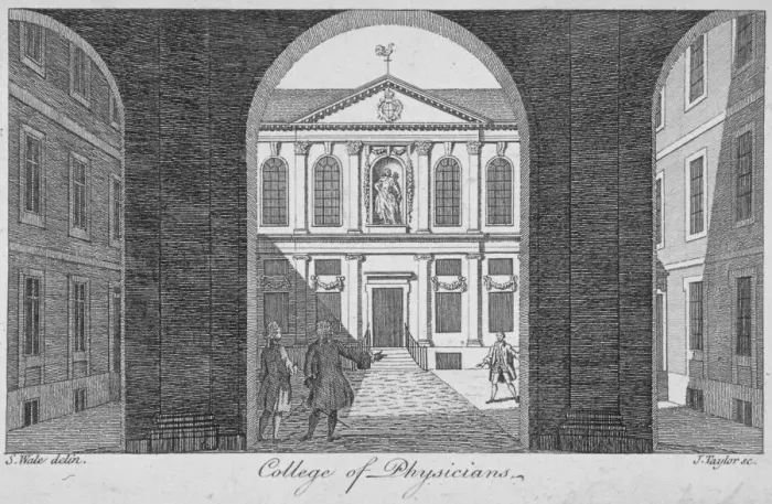 Framed Print : View through the gateway of the Royal College of Physicians, City of London, 1760 Framed Print : View through the gateway of the Royal College of Physicians, City of London, 1760