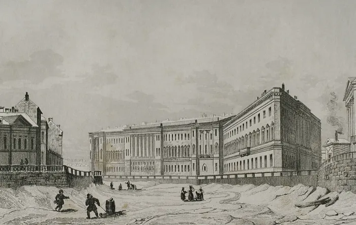 Framed Print : View of the General Staff Building on the bank of the Moyka River Canal, St Petersburg, Russia, 1839 Creator: Traversier Framed Print : View of the General Staff Building on the bank of the Moyka River Canal, St Petersburg, Russia, 1839 Creator: Traversier