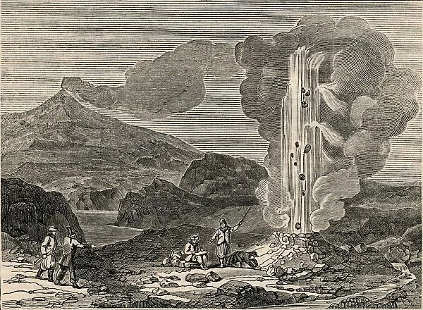 View of a Geyser, or Hot Fountain, 7 December 1833. Creator: Unknown