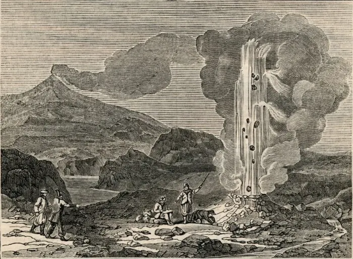 Framed Print : View of a Geyser, or Hot Fountain, 7 December 1833. Creator: Unknown Framed Print : View of a Geyser, or Hot Fountain, 7 December 1833. Creator: Unknown