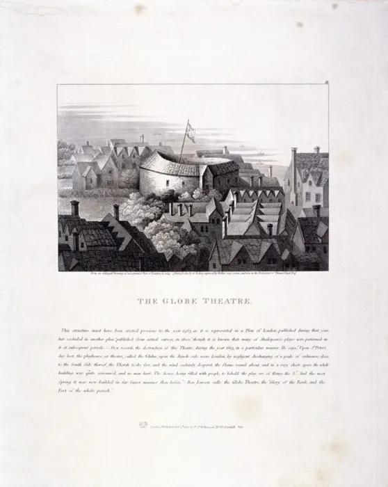Framed Print : View of the Globe Theatre, Bankside, Southwark, London, 1810 Framed Print : View of the Globe Theatre, Bankside, Southwark, London, 1810