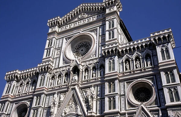 View of the Gothic-Renaissance facade of the cathedral Santa Maria dei Fiori