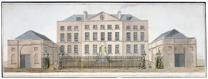 Framed Print : View of the Governors house at Knightsbridge Barracks, Westminster, London, c1810 Framed Print : View of the Governors house at Knightsbridge Barracks, Westminster, London, c1810