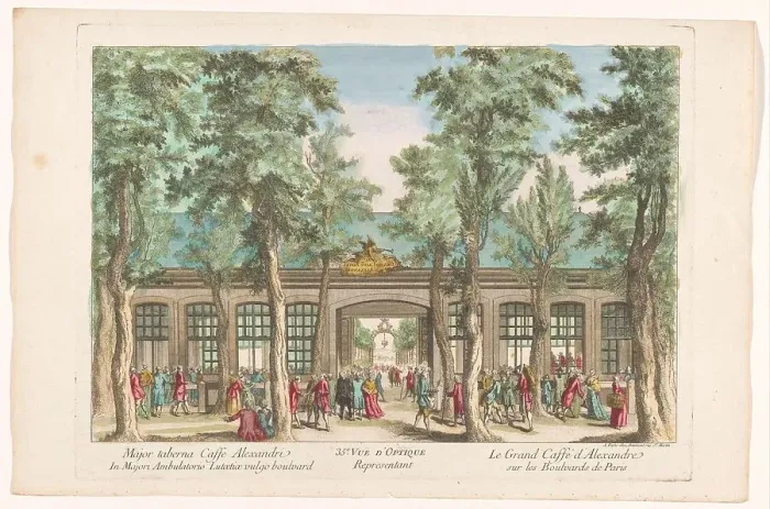 Framed Print : View of the Grand Cafe Royal d'Alexandre on Boulevard du Temple in Paris, 1745-1775. Creator: Anon Framed Print : View of the Grand Cafe Royal d'Alexandre on Boulevard du Temple in Paris, 1745-1775. Creator: Anon