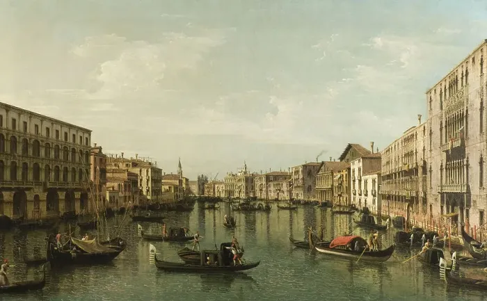 Framed Print : View of Grand Canal with the Palazzi Foscari and Moro Lin, mid-late 18th century. Creator: Bernardo Bellotto Framed Print : View of Grand Canal with the Palazzi Foscari and Moro Lin, mid-late 18th century. Creator: Bernardo Bellotto