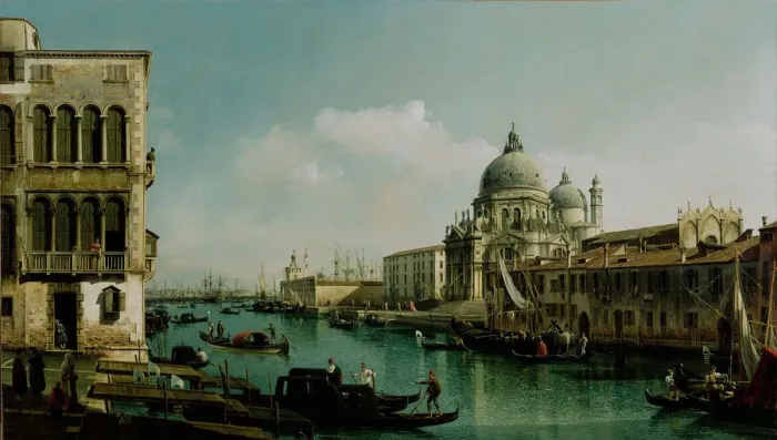 Framed Print : View of the Grand Canal and the Punta della Dogana, ca 1743. Artist: Bellotto, Bernardo (1720-1780) Framed Print : View of the Grand Canal and the Punta della Dogana, ca 1743. Artist: Bellotto, Bernardo (1720-1780)