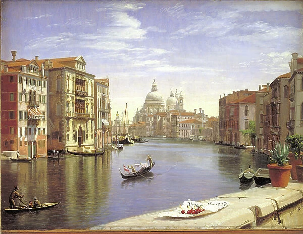 View of the Grand Canal, Venice. In the Background S. Maria della Salute, 1854. Creator: Peter Christian Thamsen Skovgaard