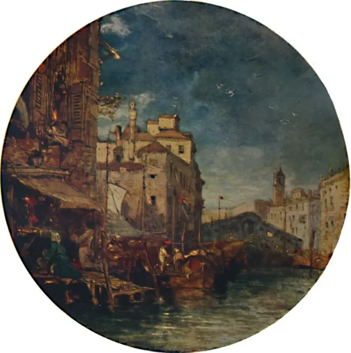 Framed Print : A View on the Grand Canal, Venice, with the Rialto in the distance, c1850, (1935). Artist: James Holland Framed Print : A View on the Grand Canal, Venice, with the Rialto in the distance, c1850, (1935). Artist: James Holland