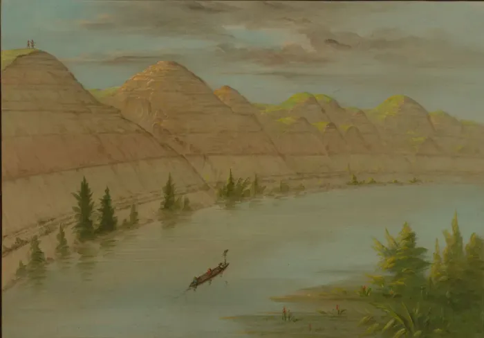 Framed Print : View in the Grand Detour, Upper Missouri, 1861 / 1869. Creator: George Catlin Framed Print : View in the Grand Detour, Upper Missouri, 1861 / 1869. Creator: George Catlin