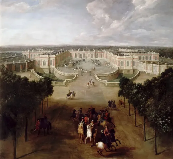 Framed Print : View of the Grand Trianon from the Avenue. Artist: Martin, Pierre-Denis II (1663-1742) Framed Print : View of the Grand Trianon from the Avenue. Artist: Martin, Pierre-Denis II (1663-1742)