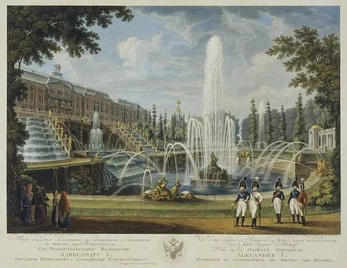Framed Print : View of the Great Cascade, Samson Fountain and Great Palace at Peterhof, Early 19th cen Artist: Chessky (Cheskoy), Ivan Vasilievich (1782-1848) Framed Print : View of the Great Cascade, Samson Fountain and Great Palace at Peterhof, Early 19th cen Artist: Chessky (Cheskoy), Ivan Vasilievich (1782-1848)