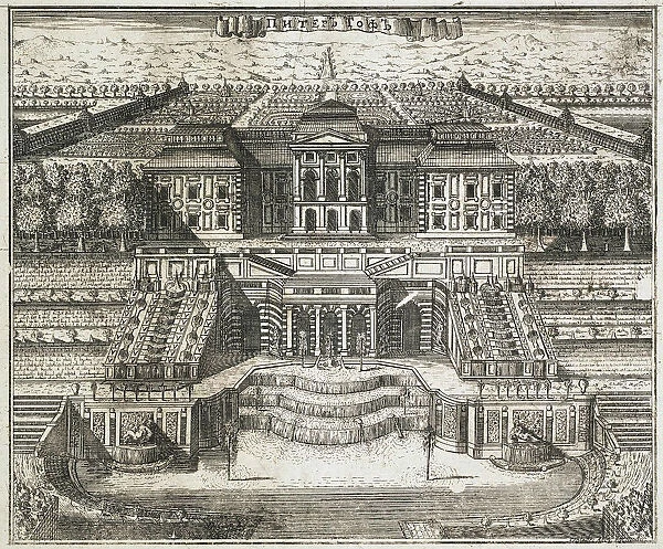 View of the Great Palace in Peterhof, 1717