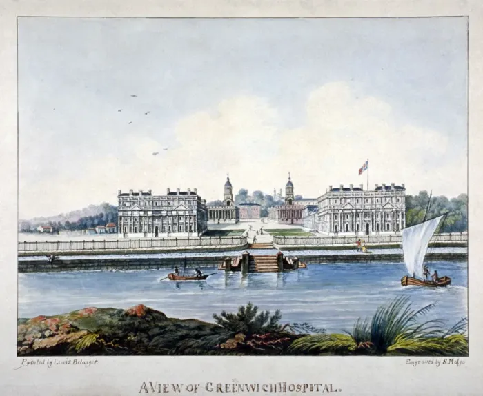 Framed Print : View of Greenwich Hospital from the Isle of Dogs, London, c1800. Artist:s Malgo Framed Print : View of Greenwich Hospital from the Isle of Dogs, London, c1800. Artist:s Malgo