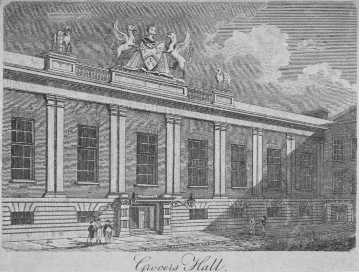 Framed Print : Front view of Grocers Hall, City of London, 1812 Framed Print : Front view of Grocers Hall, City of London, 1812