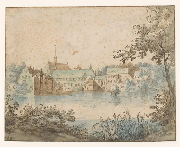 Framed Print : View of the Groenendaal priory near Brussels, 1600-1650. Creator: Anon Framed Print : View of the Groenendaal priory near Brussels, 1600-1650. Creator: Anon