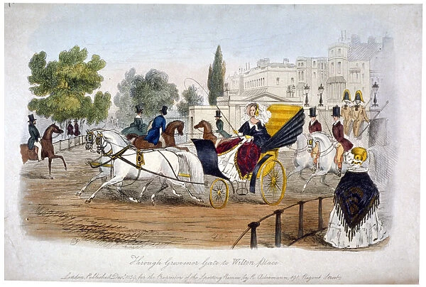 View through Grosvenor Gate to Wilton Place, Hyde Park, London, 1839