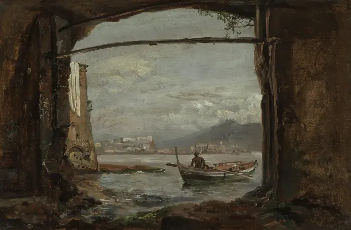 Framed Print : View from a grotto near Posillipo, 1820. Creator: Johan Christian Dahl Framed Print : View from a grotto near Posillipo, 1820. Creator: Johan Christian Dahl