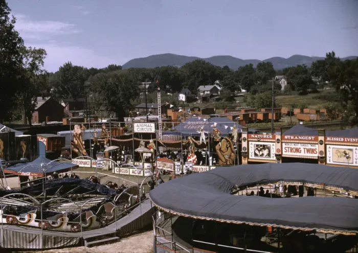 Framed Print : View of the grounds at the Vermont state fair, Rutland, 1941. Creator: Jack Delano Framed Print : View of the grounds at the Vermont state fair, Rutland, 1941. Creator: Jack Delano