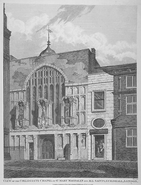 View of the Guildhall Chapel, giving its original dedication, City of London, 1815