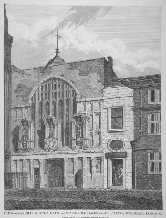 Framed Print : View of the Guildhall Chapel, giving its original dedication, City of London, 1815 Framed Print : View of the Guildhall Chapel, giving its original dedication, City of London, 1815