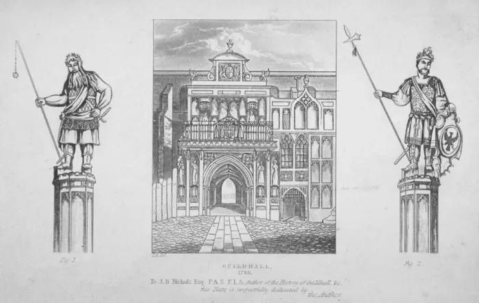 Framed Print : View of the Guildhall with the giants Gog and Magog on either side, City of London, 1788 Framed Print : View of the Guildhall with the giants Gog and Magog on either side, City of London, 1788