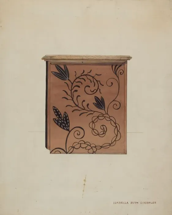 Framed Print : Side View of Guilford Painted Chest, c. 1936. Creator: Isabella Ruth Doerfler Framed Print : Side View of Guilford Painted Chest, c. 1936. Creator: Isabella Ruth Doerfler