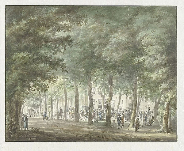 View of the Haarlemmerhout, with a crowd of people in front of the Heerenlogement, 1773-1815. Creator: Hermanus van Brussel