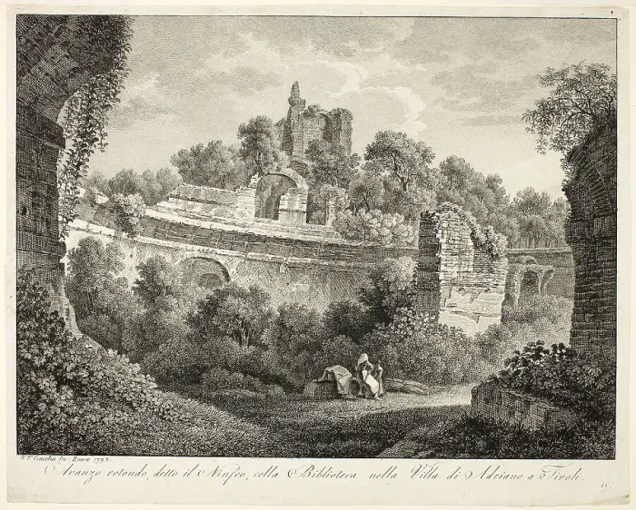 Framed Print : View of Hadrian's Villa at Tivoli, 1792. Creator: Friedrich Wilhelm Gmelin Framed Print : View of Hadrian's Villa at Tivoli, 1792. Creator: Friedrich Wilhelm Gmelin