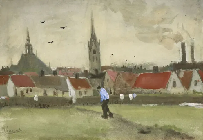 Framed Print : View of The Hague with Nieuwe Kerk, 1882. Creator: Gogh, Vincent, van (1853-1890) Framed Print : View of The Hague with Nieuwe Kerk, 1882. Creator: Gogh, Vincent, van (1853-1890)