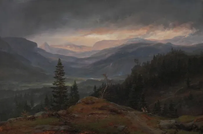 Framed Print : View over Hallingdal, 1844. Creator: Johan Christian Dahl Framed Print : View over Hallingdal, 1844. Creator: Johan Christian Dahl