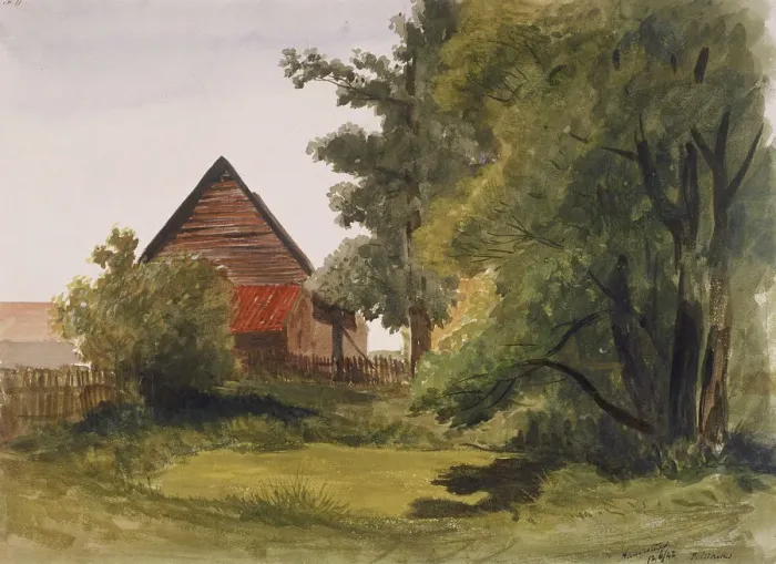 Framed Print : View of Hampstead with a barn on the left, Hampstead, Camden, London, 1842. Artist Framed Print : View of Hampstead with a barn on the left, Hampstead, Camden, London, 1842. Artist