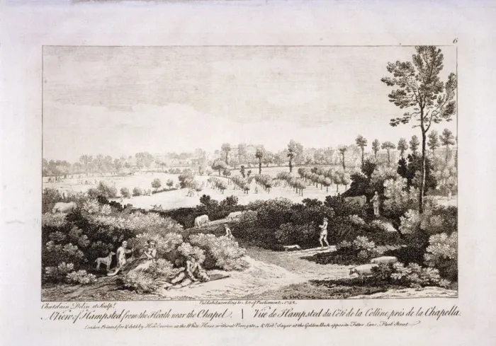 Framed Print : View of Hampstead Heath, Hampstead, London, 1752. Artist: Francesco Bartolozzi Framed Print : View of Hampstead Heath, Hampstead, London, 1752. Artist: Francesco Bartolozzi
