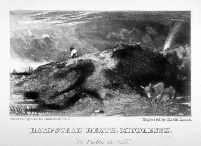 Framed Print : View of Hampstead Heath, London, 1831. Artist: David Lucas Framed Print : View of Hampstead Heath, London, 1831. Artist: David Lucas