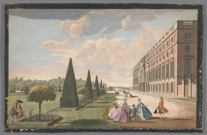 Framed Print : View of Hampton Court Palace in London seen from the east side, 1744. Creator: John Tinney Framed Print : View of Hampton Court Palace in London seen from the east side, 1744. Creator: John Tinney