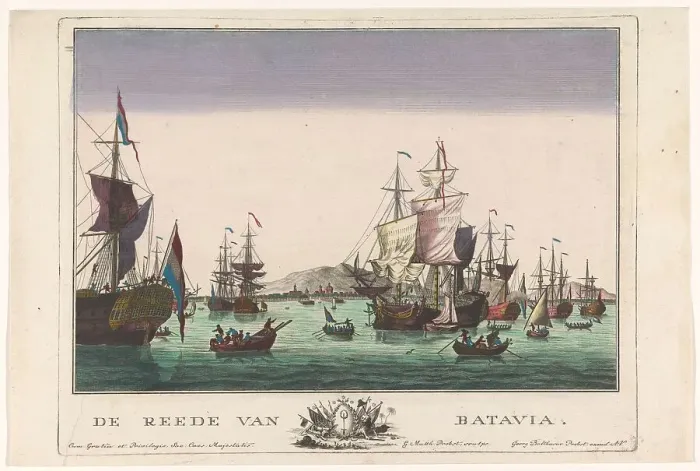 Framed Print : View of the harbour in Batavia, 1742-1801. Creator: Georg Mathaus Probst Framed Print : View of the harbour in Batavia, 1742-1801. Creator: Georg Mathaus Probst