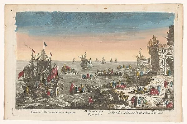 View of the harbour in Caudebec near the mouth of the Seine River, 1745-1775. Creator: Anon
