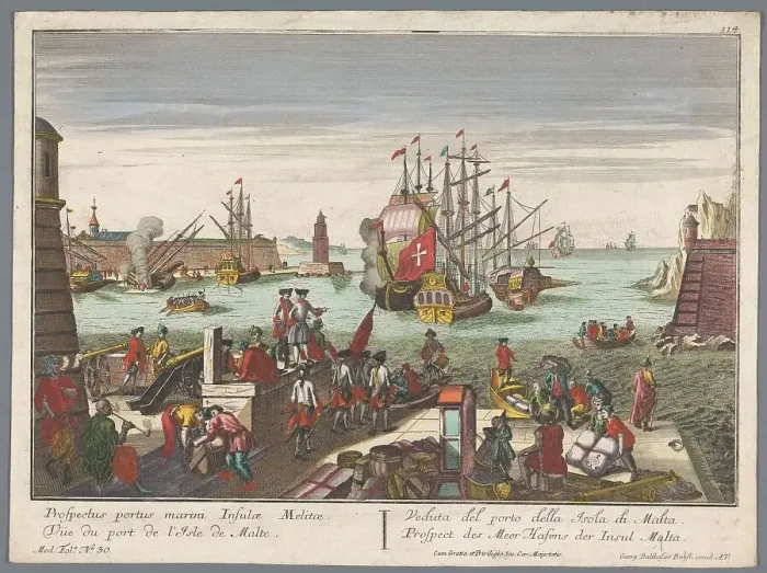 Framed Print : View of the harbour in Malta, 1742-1801. Creator: Anon Framed Print : View of the harbour in Malta, 1742-1801. Creator: Anon
