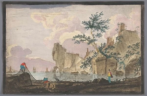 View of a harbour with rocks, 1700-1799. Creator: Anon
