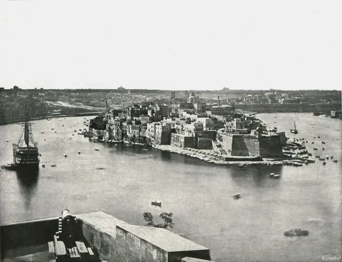 Framed Print : View of the harbour, Valletta, Malta, 1895. Creator: Unknown Framed Print : View of the harbour, Valletta, Malta, 1895. Creator: Unknown