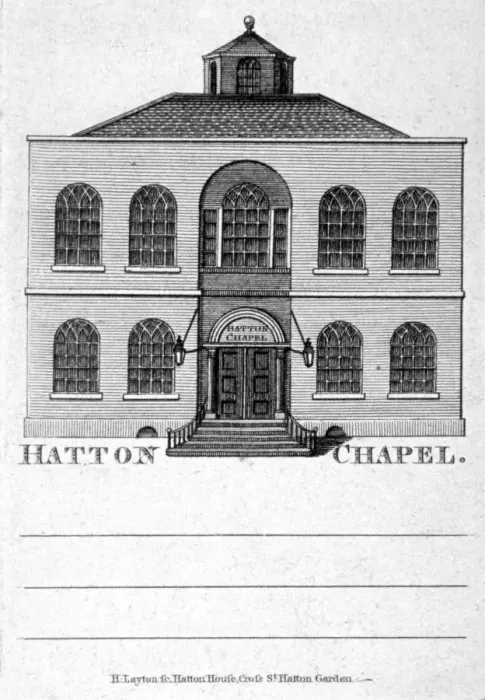 Framed Print : Front view of Hatton Chapel, Hatton Garden, London, c1750. Artist Framed Print : Front view of Hatton Chapel, Hatton Garden, London, c1750. Artist