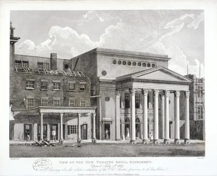 Framed Print : View of the Haymarket Theatre, Westminster, London, 1822. Artist: Thomas Dale