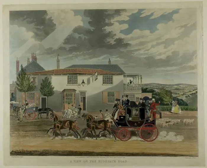 Framed Print : A View on the Highgate Road, n.d. Creator: Charles Hunt