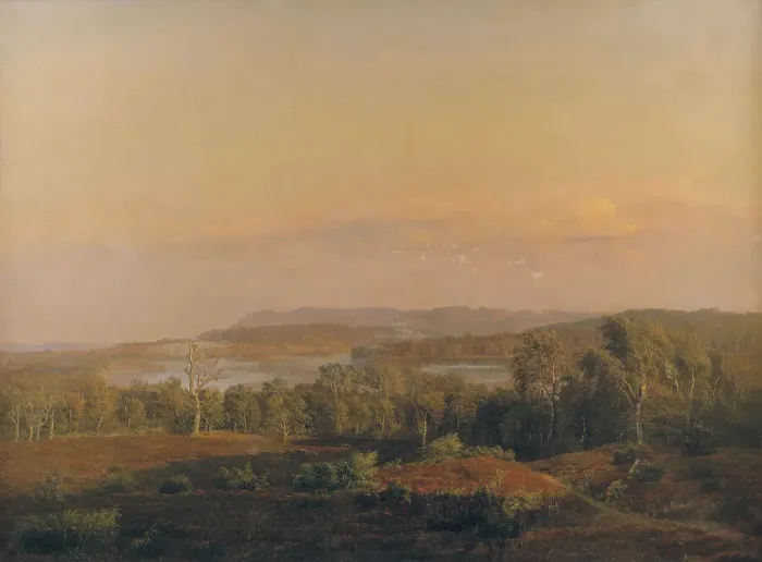 Framed Print : A View towards Himmelbjerget, Jutland. Evening, 1838. Creator: Dankvart Dreyer Framed Print : A View towards Himmelbjerget, Jutland. Evening, 1838. Creator: Dankvart Dreyer