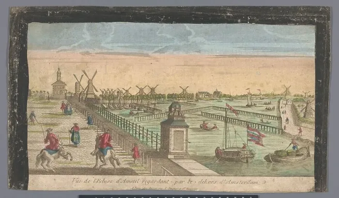 Framed Print : View on the Hogesluis on the Amstel, Amsterdam, 1700-1799. Creator: Anon Framed Print : View on the Hogesluis on the Amstel, Amsterdam, 1700-1799. Creator: Anon