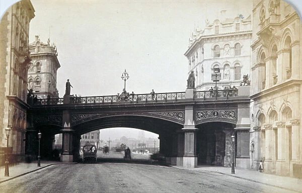 View of Holborn Viaduct from Farringdon Street, looking north, City of London, 1870