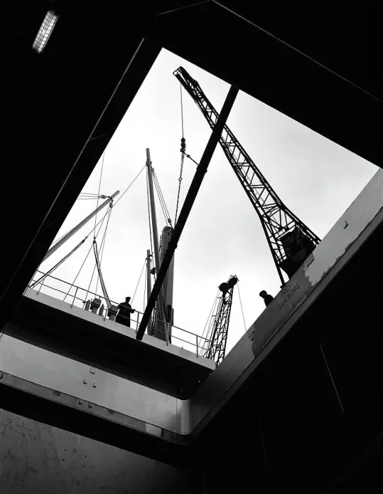 Framed Print : View from the hold of the Manchester Renown, Manchester, 1964 Framed Print : View from the hold of the Manchester Renown, Manchester, 1964