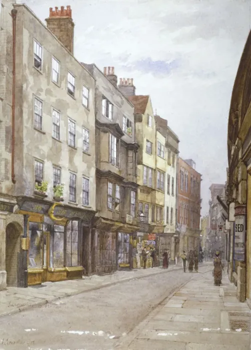 Framed Print : View of Hollywell Street looking west, Westminster, London, 1882. Artist: John Crowther Framed Print : View of Hollywell Street looking west, Westminster, London, 1882. Artist: John Crowther
