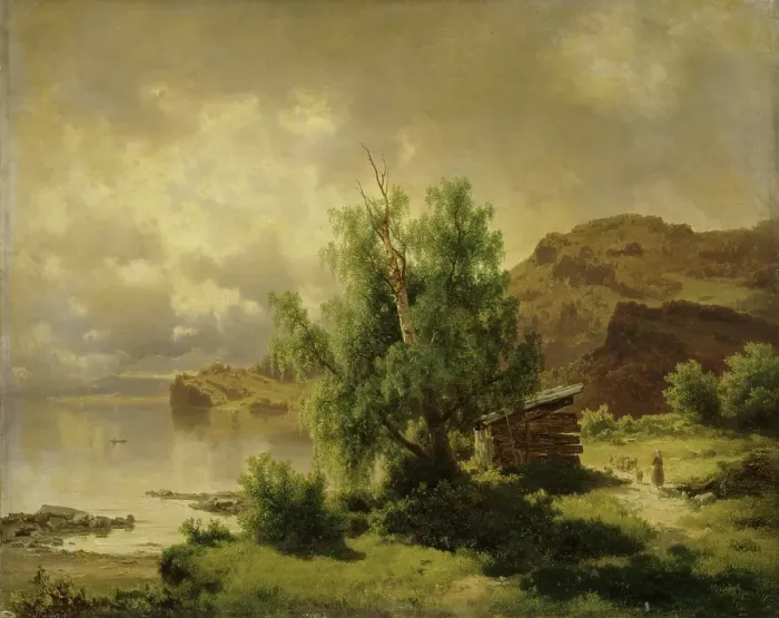 Framed Print : View of Holsfjorden, Ringerike, 1856. Creator: Joachim Frich Framed Print : View of Holsfjorden, Ringerike, 1856. Creator: Joachim Frich
