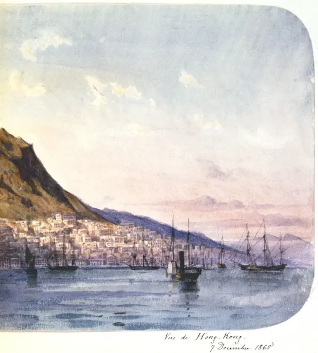 Framed Print : View of Hong Kong, 7 December 1865. Artist: Jean Henri Zuber